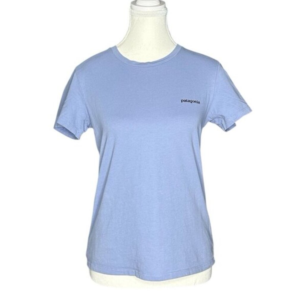 Patagonia Womens XS Blue Organic Cotton Save‎ Our Home Planet Graphic T-Shirt